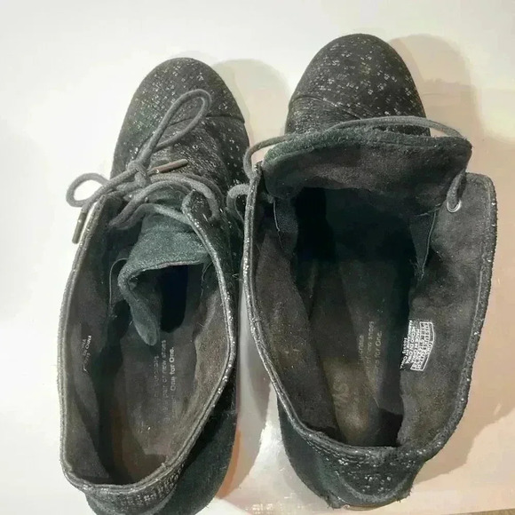TOMS Desert Wedge Lace Up Ankle Bootie suede shimmering women’s shoe size 11 - Picture 7 of 9